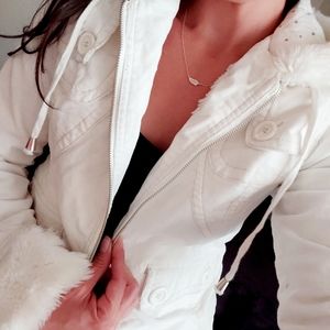 White Corduroy Winter Coat